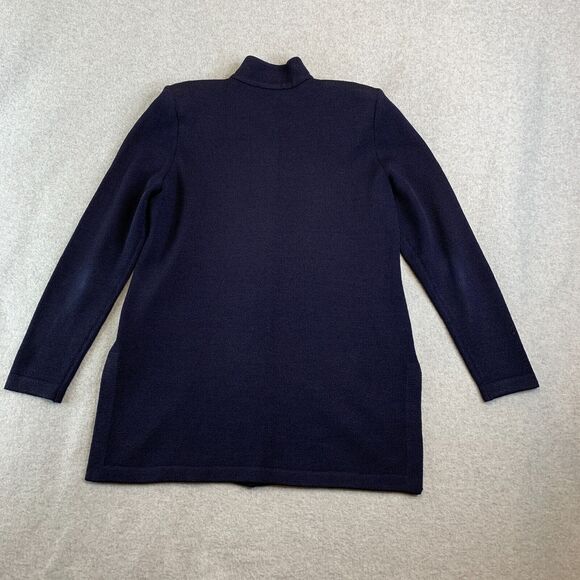 St. John Basics Santana Knit Navy Blazer Jacket Gold Crest Buttons Womens Small - Picture 4 of 10